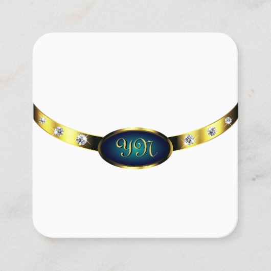 Luxueus White Blue Blauwgroen gradiëntmonogram Vierkante Visitekaartje (Voorkant)