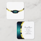 Luxueus White Blue Blauwgroen gradiëntmonogram Vierkante Visitekaartje (Voorkant / Achterkant)