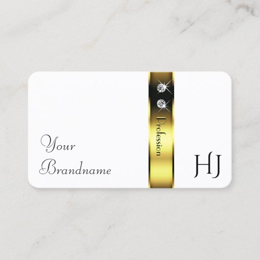 Luxueus Wit Goud Decoratieve Diamanten Monogram Visitekaartje (Voorkant)