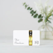 Luxueus Wit Goud Decoratieve Diamanten Monogram Visitekaartje (Staand voorkant)