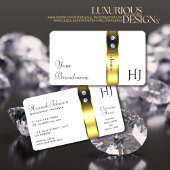 Luxueus Wit Goud Decoratieve Diamanten Monogram Visitekaartje