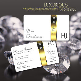 Luxueus Wit Goud Decoratieve Diamanten Monogram Visitekaartje
