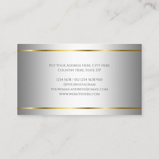 Luxueus, wit goud met de naam visitekaartje (Achterkant)