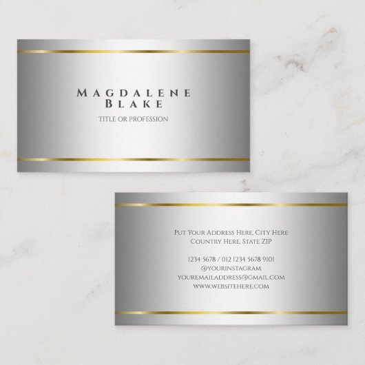 Luxueus, wit goud met de naam visitekaartje (Voorkant / Achterkant)