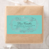 Luxueus zilverfolie Elegant Swirls Mint Product Etiket (Insitu)