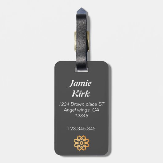 luxueus zilvergoud afgetufte monogram personaliser bagagelabel (Achterkant verticaal)