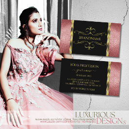 Luxueus zwart en goud met Red Glitter  Visitekaartje