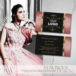 Luxueus zwart goud met rood glitter en Logo Visitekaartje