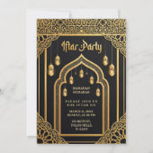 Luxueus Zwart Goud Ramadan Iftar Kaart (Voorkant)