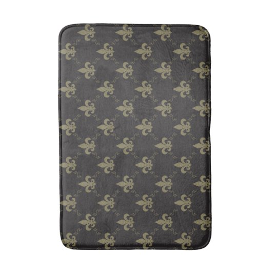 Luxueus zwart goudvleur De Lis Pattern Badmat (Voorkant Verticaal)