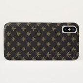 Luxueus zwart goudvleur De Lis Pattern Case-Mate iPhone Case (Achterkant (horizontaal))