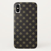 Luxueus zwart goudvleur De Lis Pattern Case-Mate iPhone Case (Achterkant)