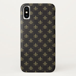 Luxueus zwart goudvleur De Lis Pattern Case-Mate iPhone Case