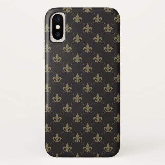 Luxueus zwart goudvleur De Lis Pattern Case-Mate iPhone Case (Achterkant)