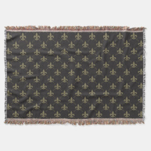Luxueus zwart goudvleur De Lis Pattern Deken