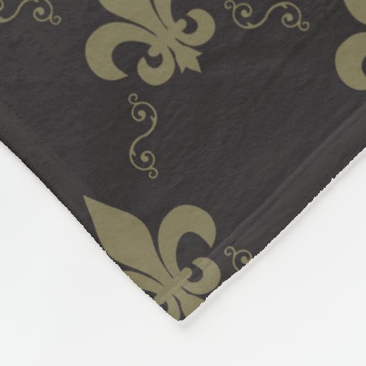 Luxueus zwart goudvleur De Lis Pattern Fleece Deken (Hoek)