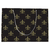 Luxueus zwart goudvleur De Lis Pattern Groot Cadeauzakje (Achterkant)