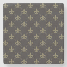 Luxueus zwart goudvleur De Lis Pattern Stenen Onderzetter
