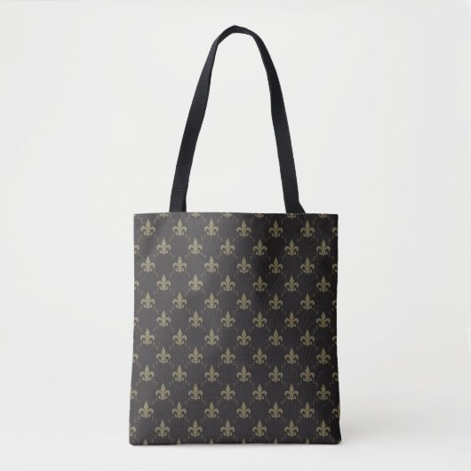 Luxueus zwart goudvleur De Lis Pattern Tote Bag (Voorkant)