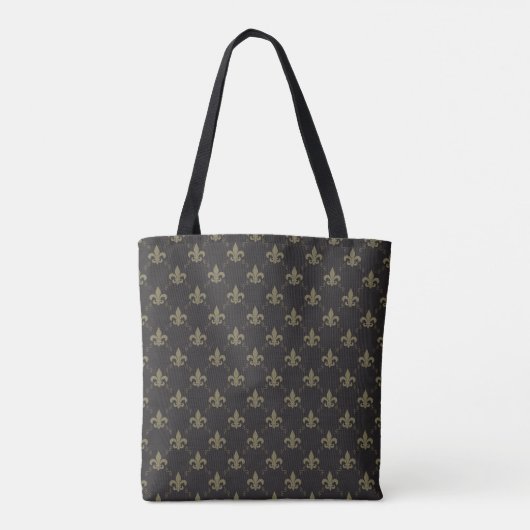 Luxueus zwart goudvleur De Lis Pattern Tote Bag (Achterkant)