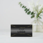 Luxueus zwart met Gold Border en Logo Luxe Visitekaartje (Staand voorkant)