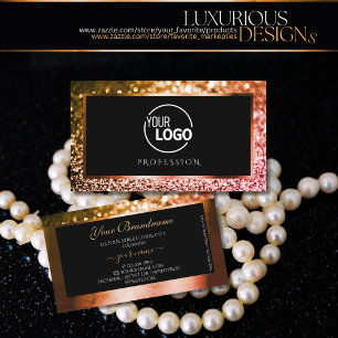 Luxueus zwart Roos Gold Golden Glitter met Logo Visitekaartje