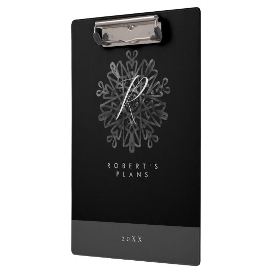 luxueus zwart-wit zwart-wit, monogrammen klembord (Links)