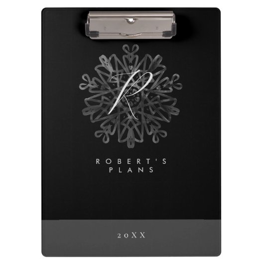 luxueus zwart-wit  zwart-wit, monogrammen klembord (Voorkant)