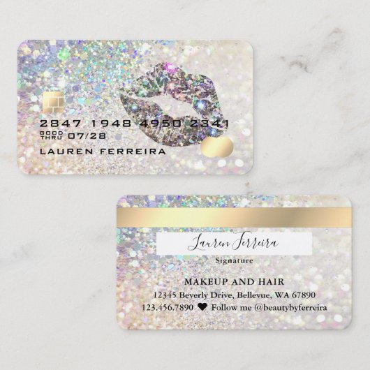 Luxueuze advertentiekaart voor diamant Glitter Visitekaartje (Voorkant / Achterkant)