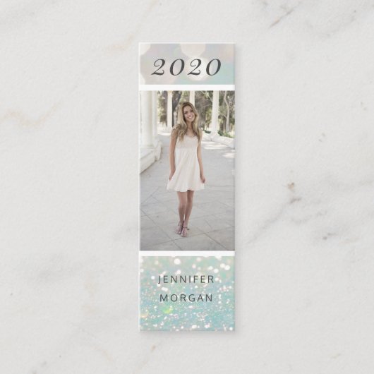 Luxueuze afstuderen glitter foto naam Kaart Mini Visitekaartje (Voorkant)