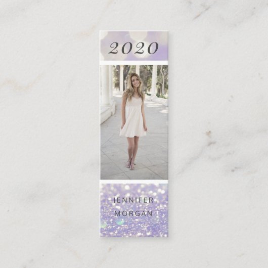 Luxueuze afstuderen glitter foto naam Kaart Mini Visitekaartje (Voorkant)