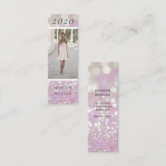 Luxueuze afstuderen glitter foto naam Kaart Mini Visitekaartje (Voorkant / Achterkant)