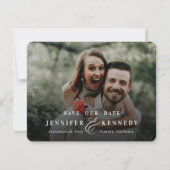 Luxueuze ampersand witte marmer & volledige foto save the date (Voorkant)