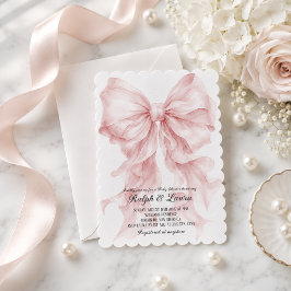 Luxueuze baby shower met strik voor meisje kaart