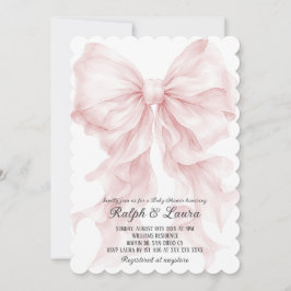Luxueuze baby shower met strik voor meisje kaart