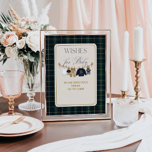 Luxueuze Beer Gestreepte Wensen voor Baby Shower Poster
