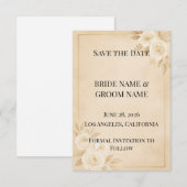 Luxueuze Beige & Gouden Save the Date Kaart (Voorkant / Achterkant)