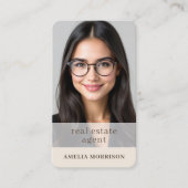 Luxueuze Beige Vastgoed QR Code Visitekaartje (Voorkant)