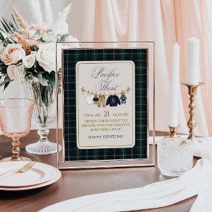 Luxueuze beren geruite baby shower fopspenen jacht poster