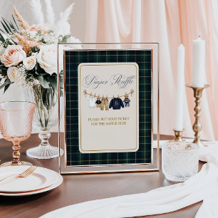 Luxueuze beren geruite baby shower luier raffle poster