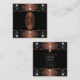 Luxueuze Black Brown  Ornamenten Monogram Vierkante Visitekaartje
