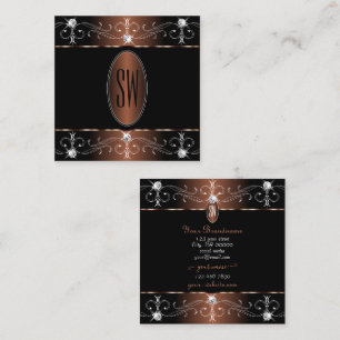 Luxueuze Black Brown  Ornamenten Monogram Vierkante Visitekaartje