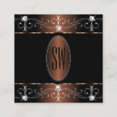 Luxueuze Black Brown  Ornamenten Monogram Vierkante Visitekaartje (Voorkant)