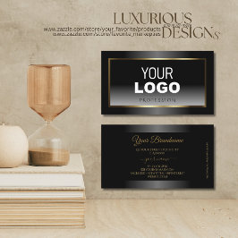Luxueuze Black en White Ombre Gold Lijst Logo Visitekaartje