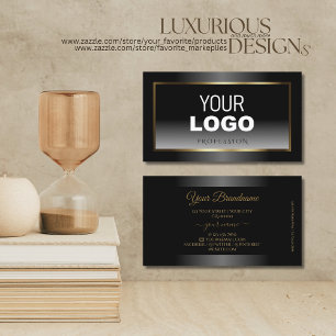 Luxueuze Black en White Ombre Gold Lijst Logo Visitekaartje