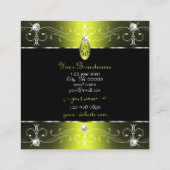 Luxueuze Black Yellow  Ornamenten Monogram Vierkante Visitekaartje (Achterkant)