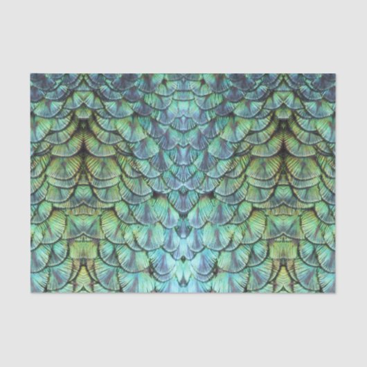 Luxueuze Blauwgroen peacock-backveren Tissuepapier (Voorkant)