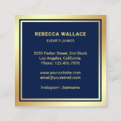 Luxueuze Blue Gold Chandelier Event Planner Vierkante Visitekaartje (Achterkant)