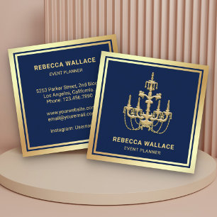 Luxueuze Blue Gold Chandelier Event Planner Vierkante Visitekaartje