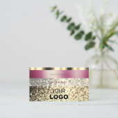 Luxueuze Bourgogne Glitter Voeg Logo toe Visitekaartje (Staand voorkant)